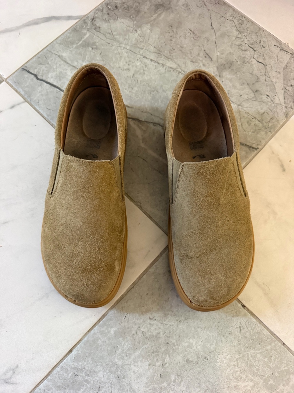 Unisex Birkenstock Oswego Suede Leather Slip-On Shoe Loafer in Tan Sz 39